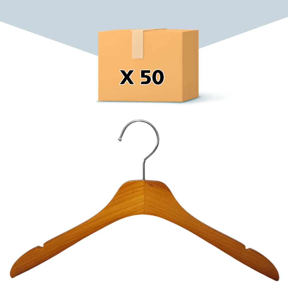박스단위 여성 상의 셔츠용 원목옷걸이-체리색 (50개)
