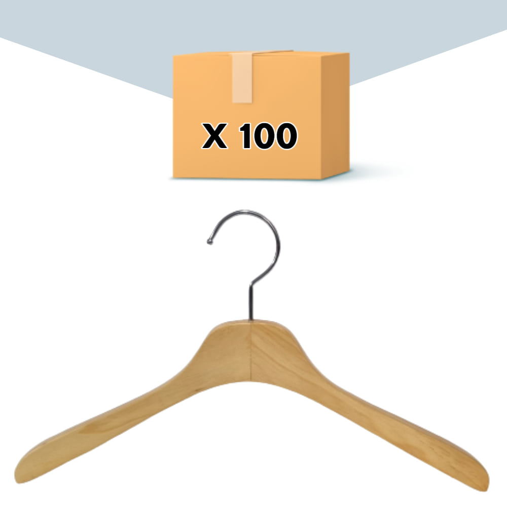 박스단위 남성 상의 셔츠용 원목옷걸이-원목색(100개)