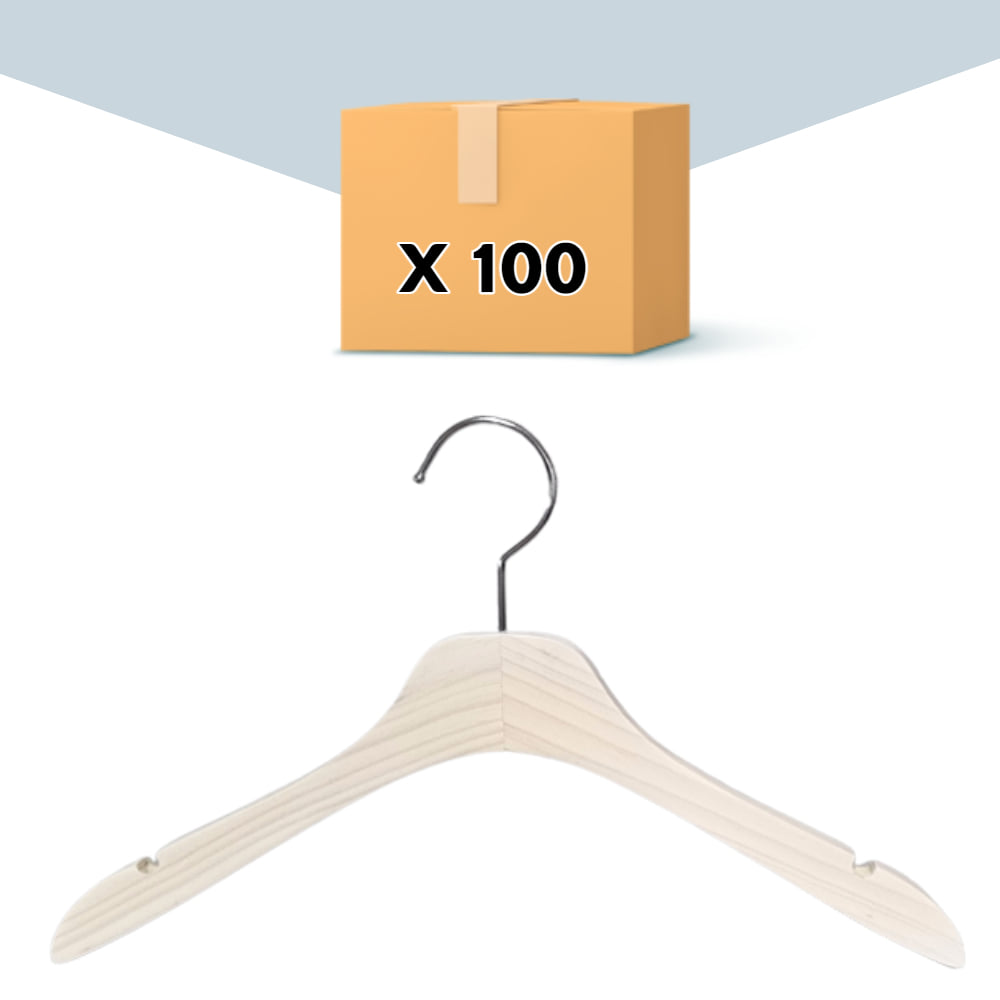 박스단위 여성 상의 셔츠용 원목옷걸이-지당색 (100개)
