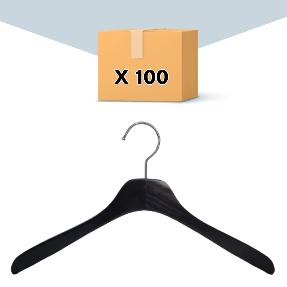 박스단위 남성 상의 셔츠용 원목옷걸이-블랙(100개)